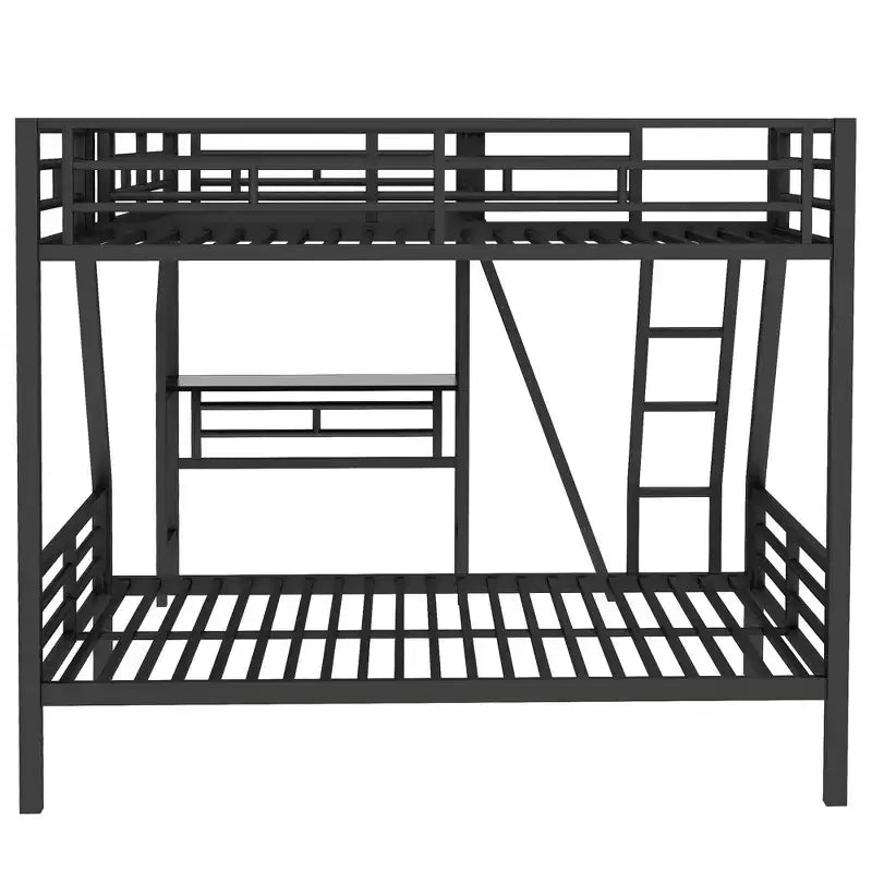 Twin over Full Metal Bunk Bed with Twin Size Loft Bed and Desk,Black -ModernLuxe