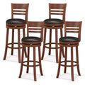 Costway Set of 4 Bar Stools Swivel Bar Height Dining Chairs with Backrests & Footrests