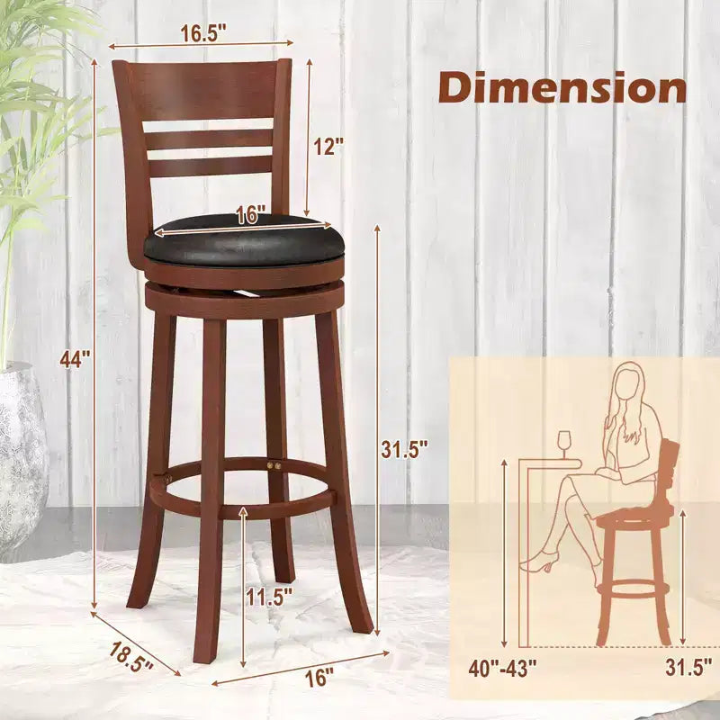 Costway Set of 4 Bar Stools Swivel Bar Height Dining Chairs with Backrests & Footrests