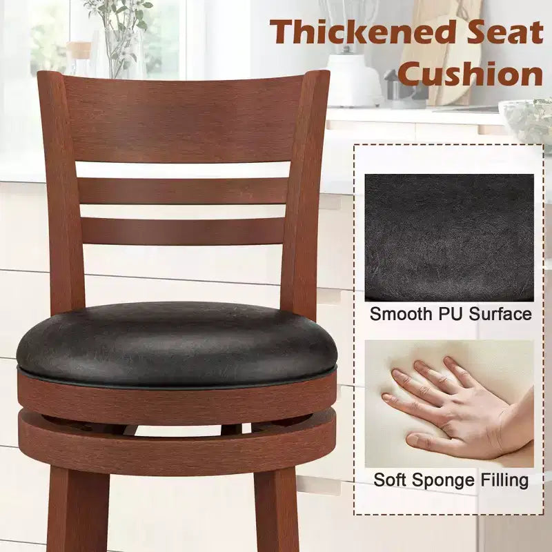 Costway Set of 4 Bar Stools Swivel Bar Height Dining Chairs with Backrests & Footrests