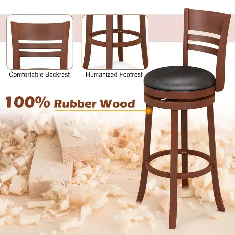Costway Set of 4 Bar Stools Swivel Bar Height Dining Chairs with Backrests & Footrests