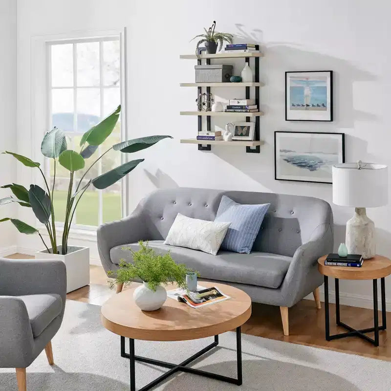 36 x 28.4 4 Tier Floating Bracket Wall Shelf Unit - Danya B.