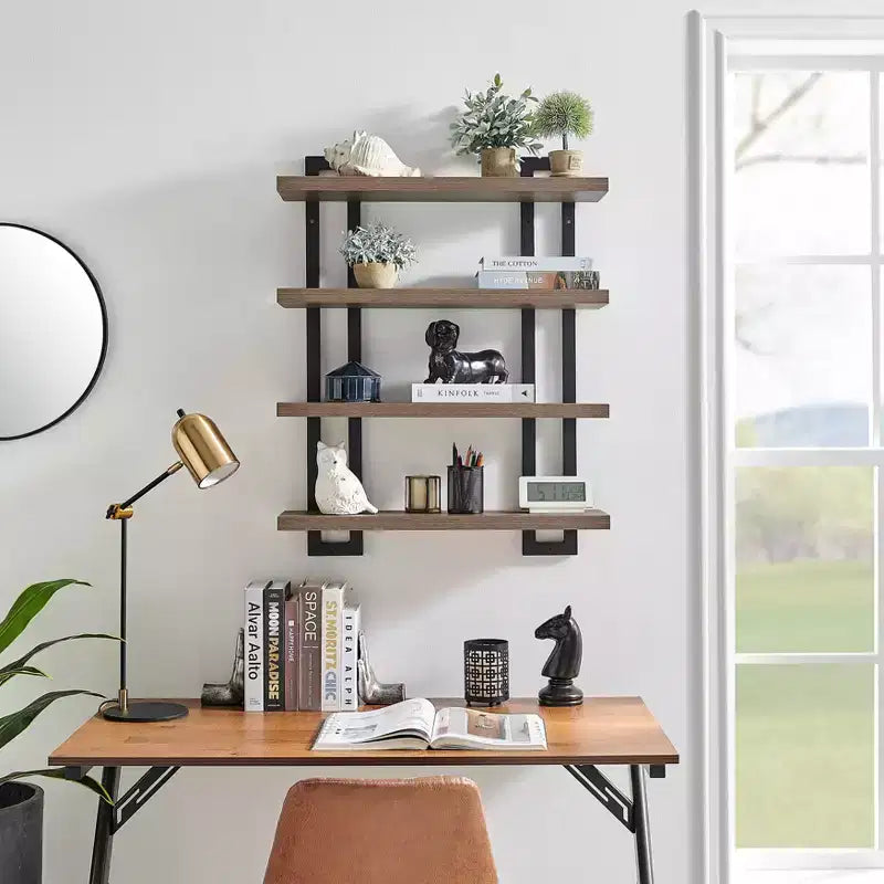36 x 28.4 4 Tier Floating Bracket Wall Shelf Unit - Danya B.