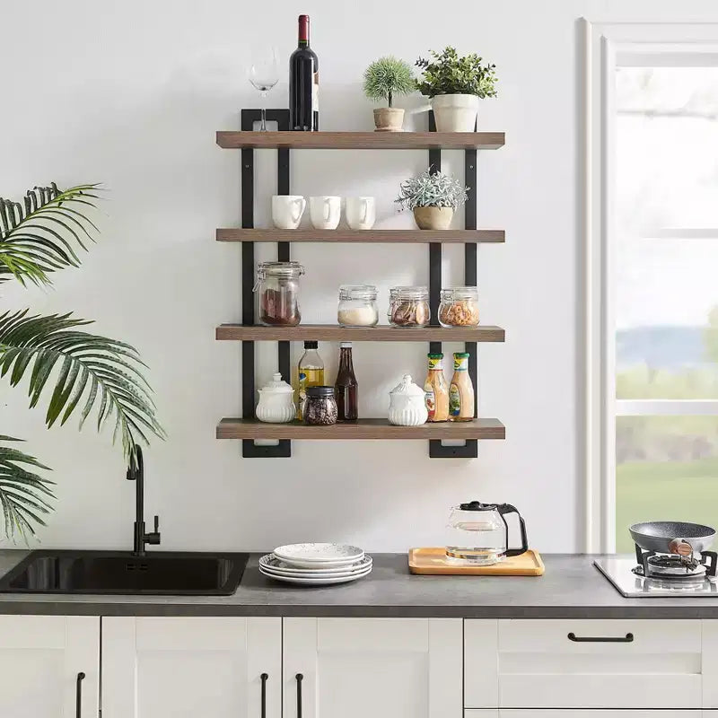 36 x 28.4 4 Tier Floating Bracket Wall Shelf Unit - Danya B.