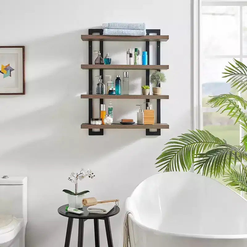 36 x 28.4 4 Tier Floating Bracket Wall Shelf Unit - Danya B.