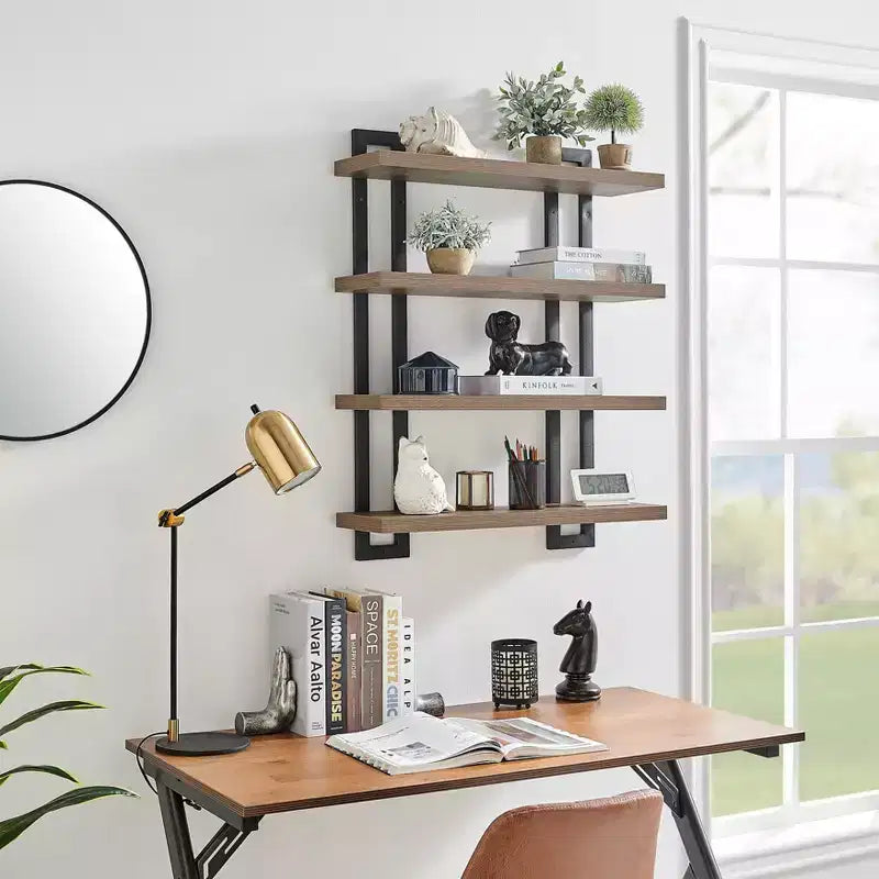 36 x 28.4 4 Tier Floating Bracket Wall Shelf Unit - Danya B.