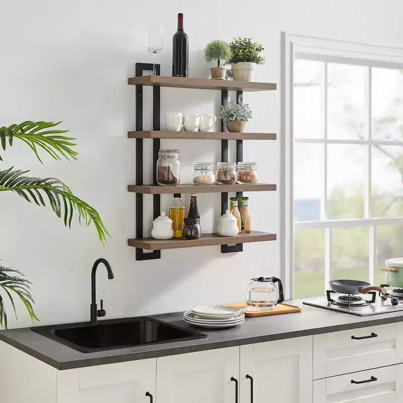 36 x 28.4 4 Tier Floating Bracket Wall Shelf Unit - Danya B.