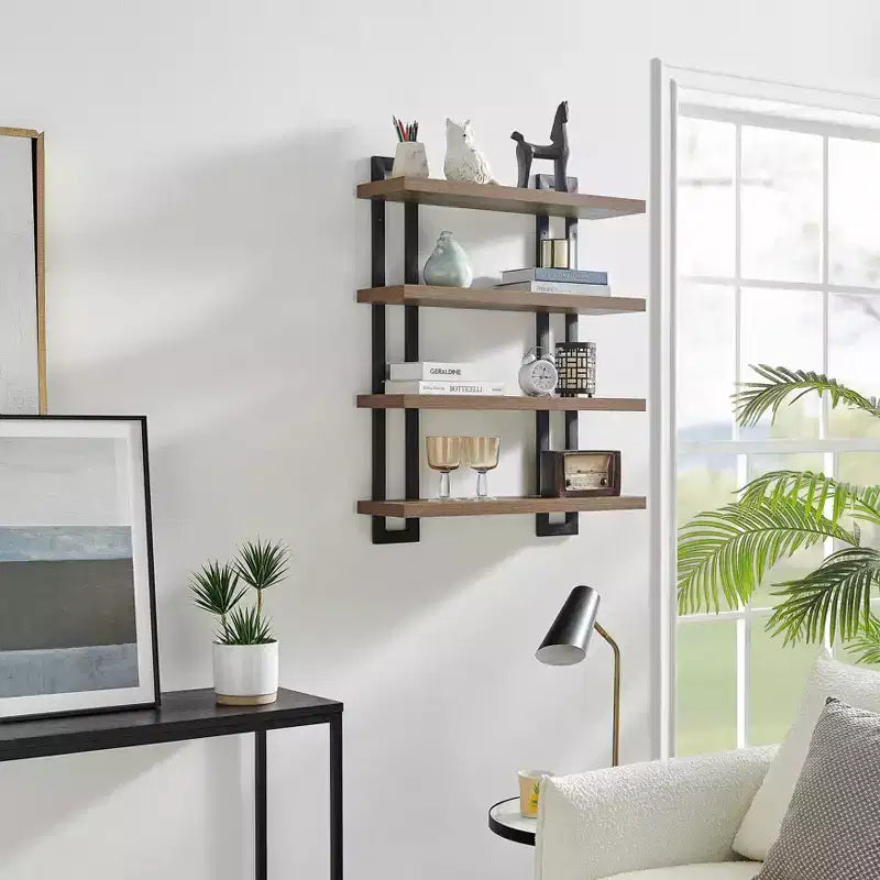 36 x 28.4 4 Tier Floating Bracket Wall Shelf Unit - Danya B.