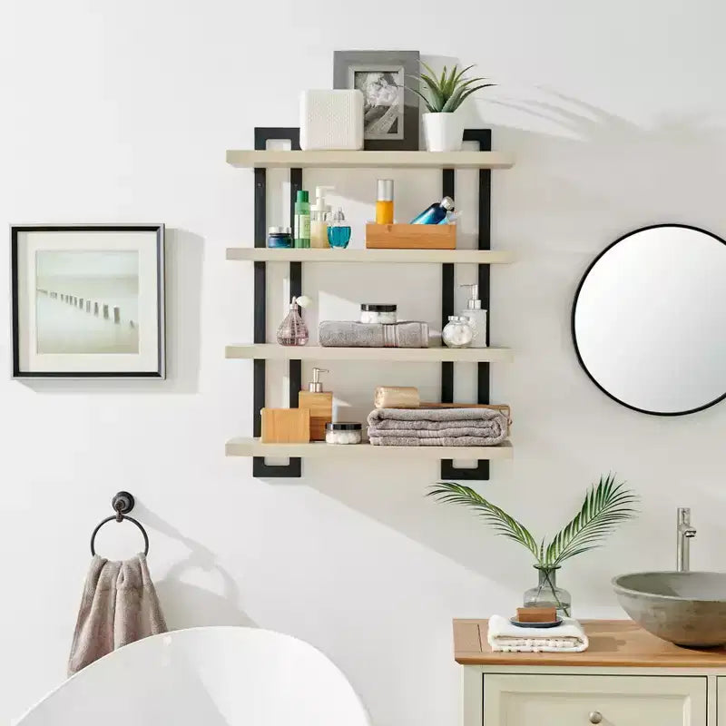 36 x 28.4 4 Tier Floating Bracket Wall Shelf Unit - Danya B.