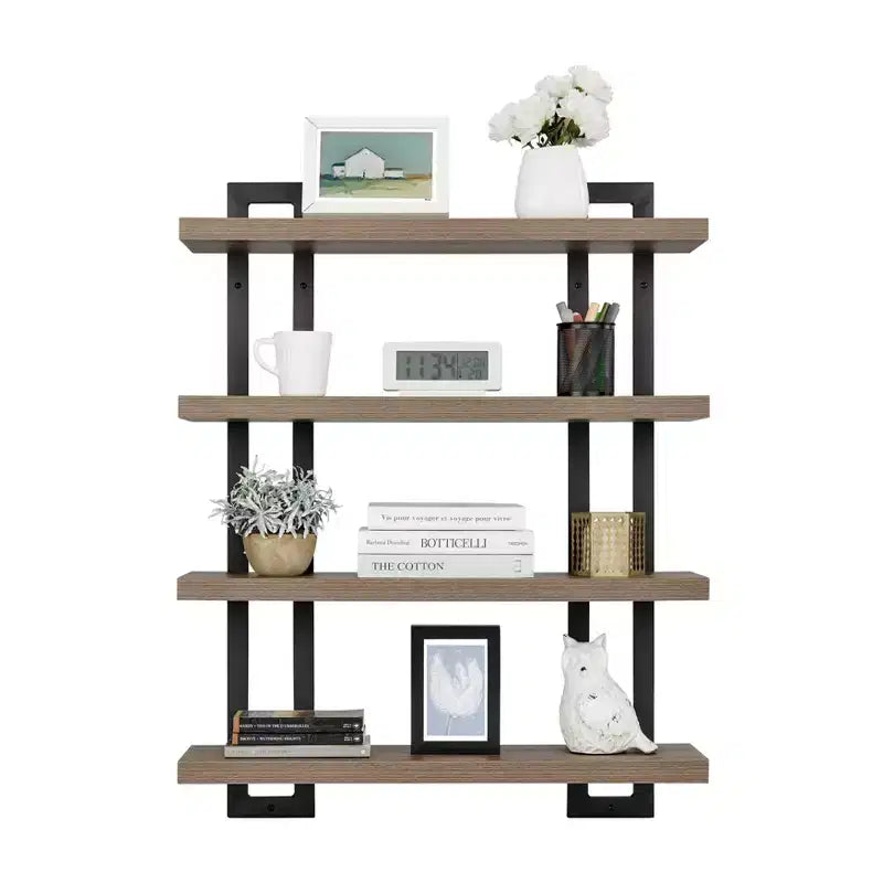 36 x 28.4 4 Tier Floating Bracket Wall Shelf Unit - Danya B.