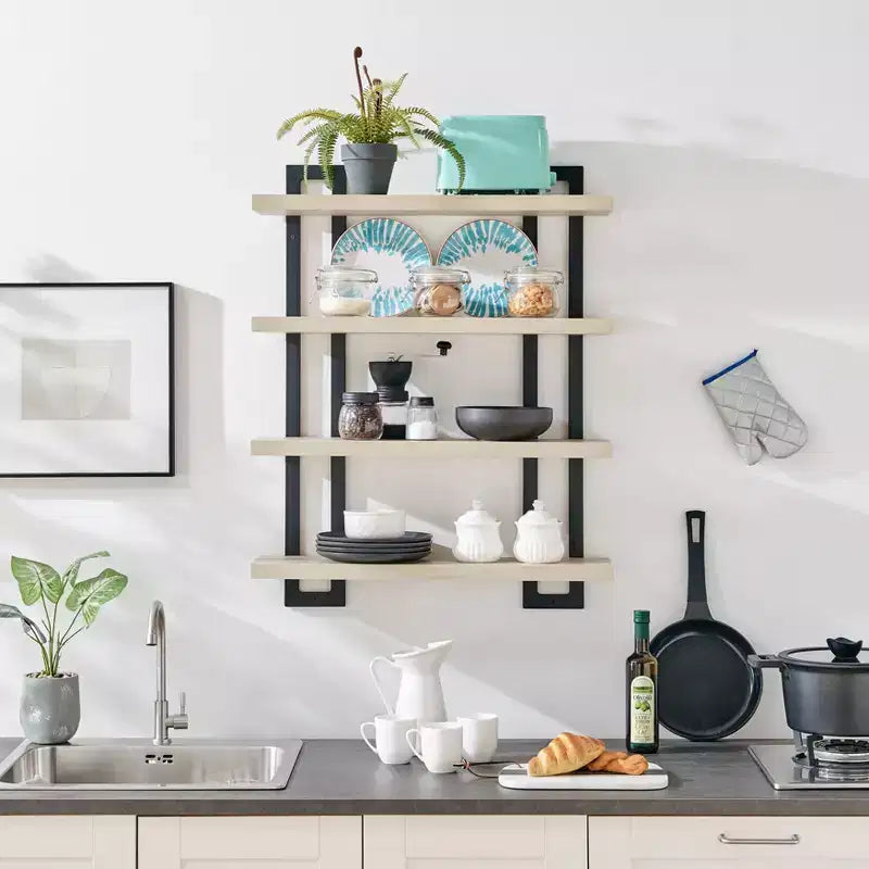 36 x 28.4 4 Tier Floating Bracket Wall Shelf Unit - Danya B.