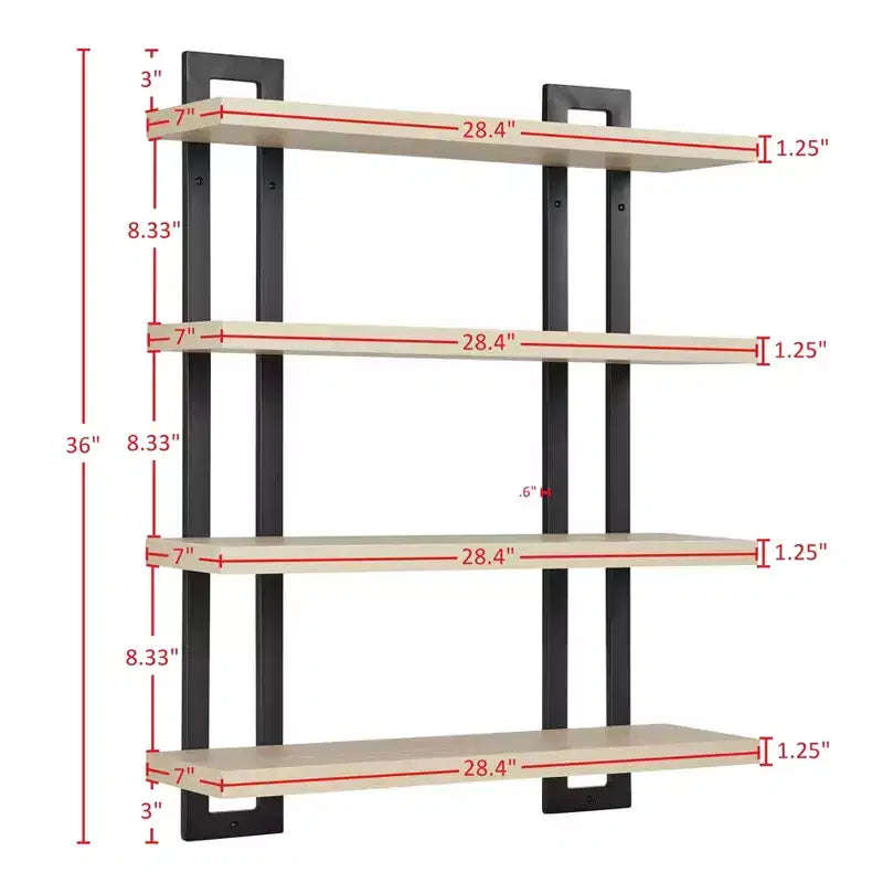 36 x 28.4 4 Tier Floating Bracket Wall Shelf Unit - Danya B.
