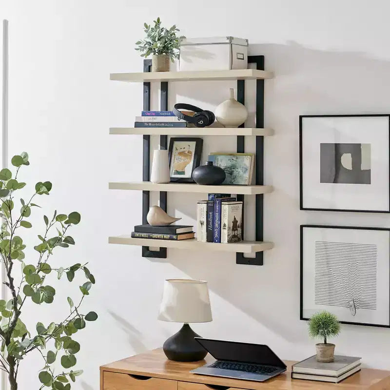 36 x 28.4 4 Tier Floating Bracket Wall Shelf Unit - Danya B.