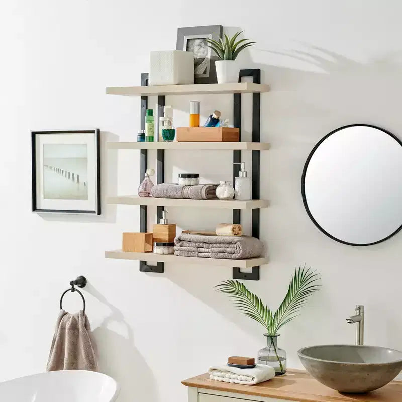 36 x 28.4 4 Tier Floating Bracket Wall Shelf Unit - Danya B.