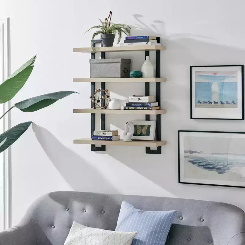 36 x 28.4 4 Tier Floating Bracket Wall Shelf Unit - Danya B.