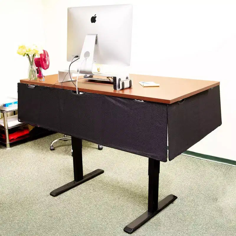 Mount-It! Under Desk Privacy Panel For Sit Stand Workstations with Cable Management and Organizer Pockets | Modesty Desk Skirt | 41 Inches Wide