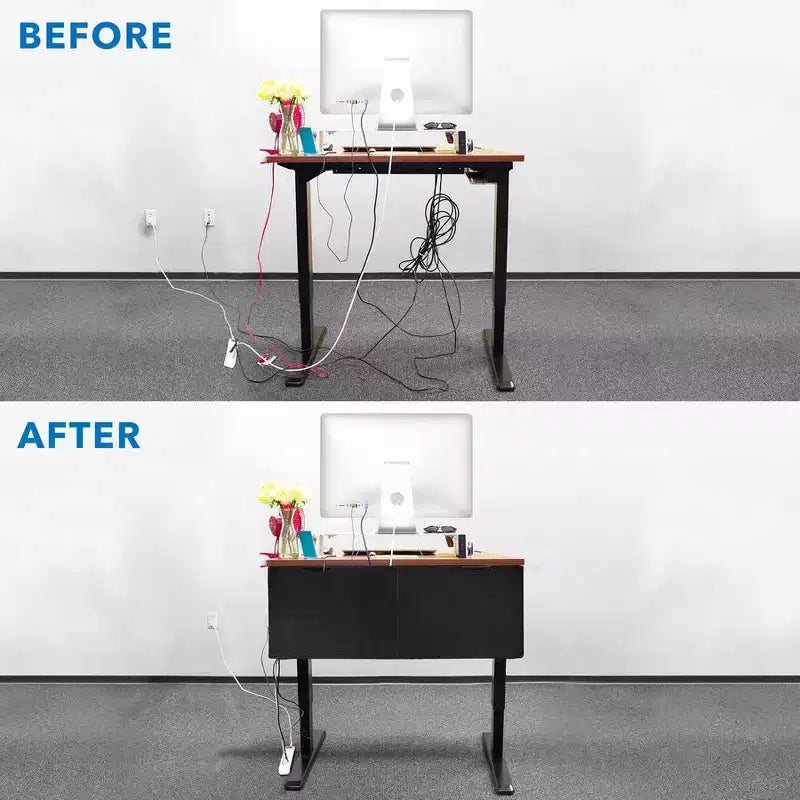 Mount-It! Under Desk Privacy Panel For Sit Stand Workstations with Cable Management and Organizer Pockets | Modesty Desk Skirt | 41 Inches Wide