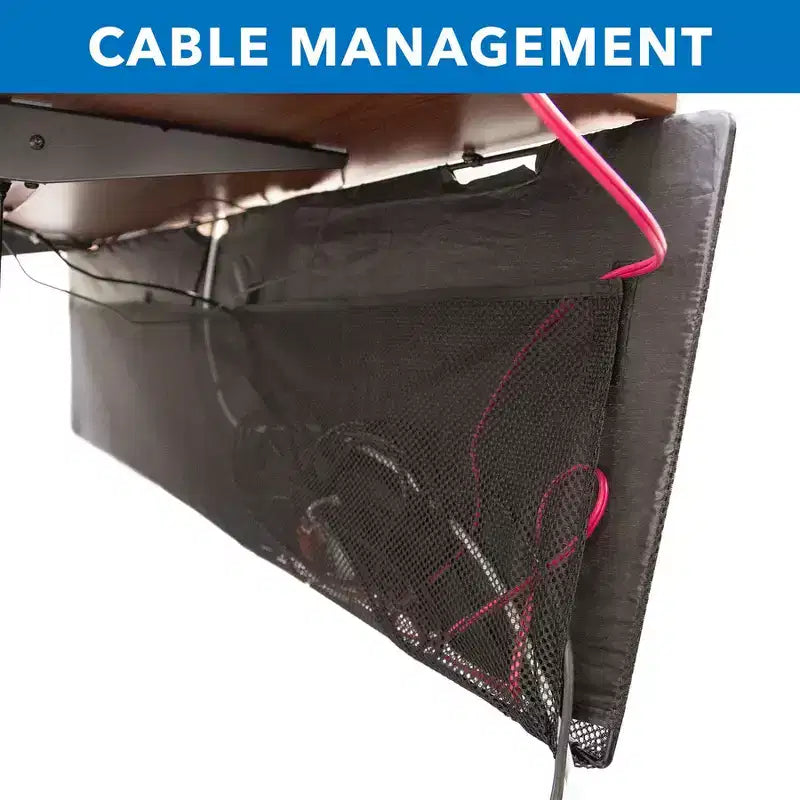 Mount-It! Under Desk Privacy Panel For Sit Stand Workstations with Cable Management and Organizer Pockets | Modesty Desk Skirt | 41 Inches Wide