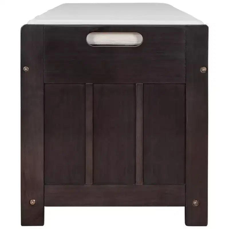 Storage Bench with 3 Shutter-shaped Doors, Removable Cushion and Hidden Storage Space-ModernLuxe