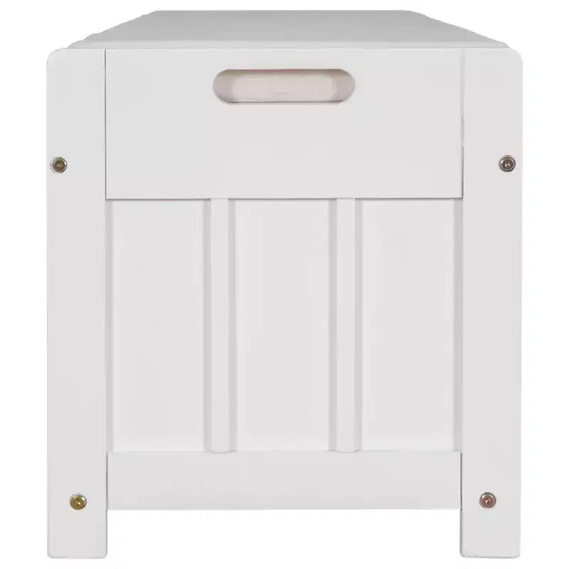 Storage Bench with 3 Shutter-shaped Doors, Removable Cushion and Hidden Storage Space-ModernLuxe