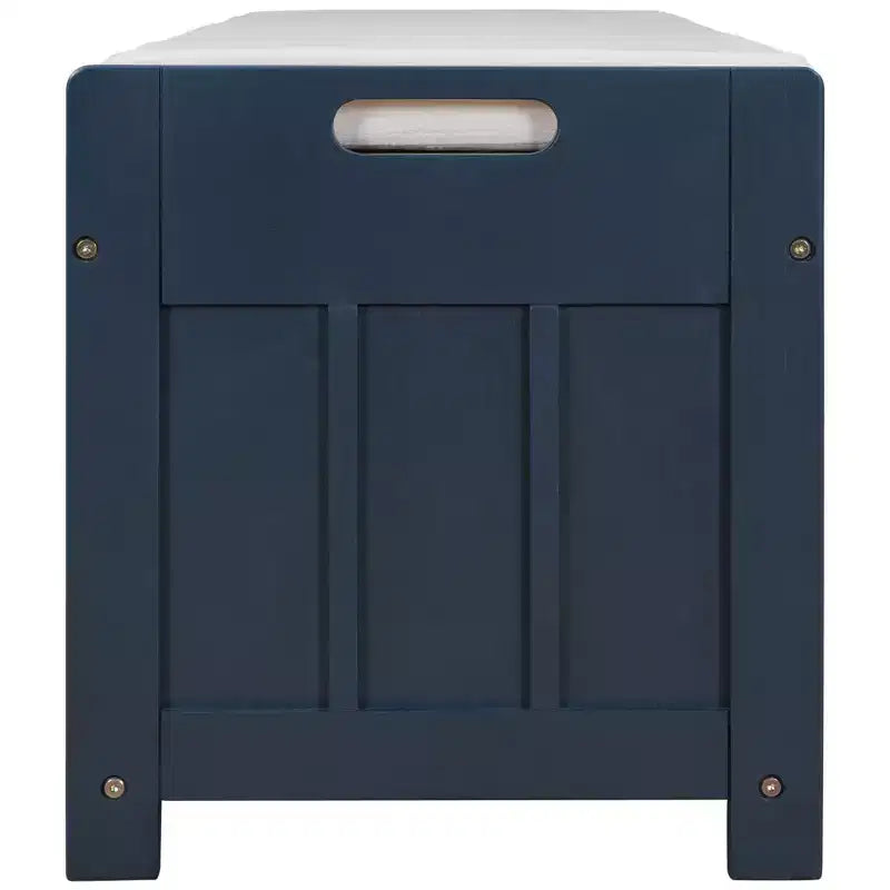Storage Bench with 3 Shutter-shaped Doors, Removable Cushion and Hidden Storage Space-ModernLuxe
