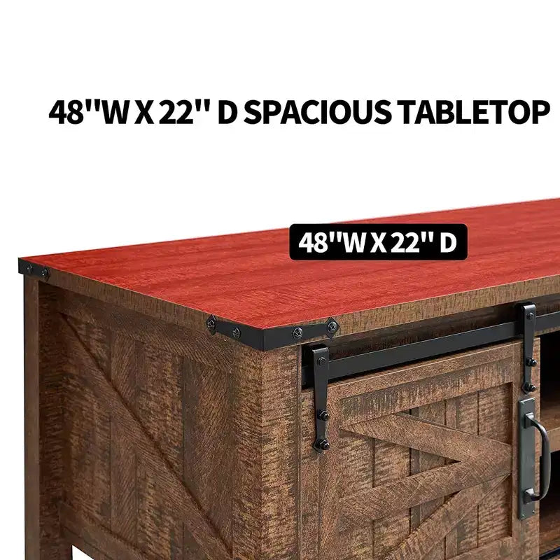 OKD Farmhouse Sturdy Coffee Table with Sliding Barn Doors and Storage Shelves for Living Room, Den, Family Room, or Office