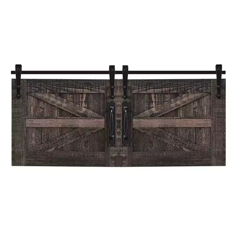 OKD Farmhouse Sturdy Coffee Table with Sliding Barn Doors and Storage Shelves for Living Room, Den, Family Room, or Office