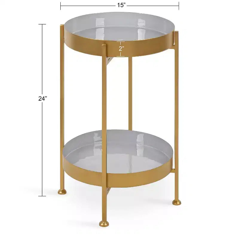 Kate and Laurel Nira Two-Tiered Metal Side Table