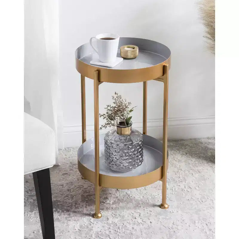 Kate and Laurel Nira Two-Tiered Metal Side Table