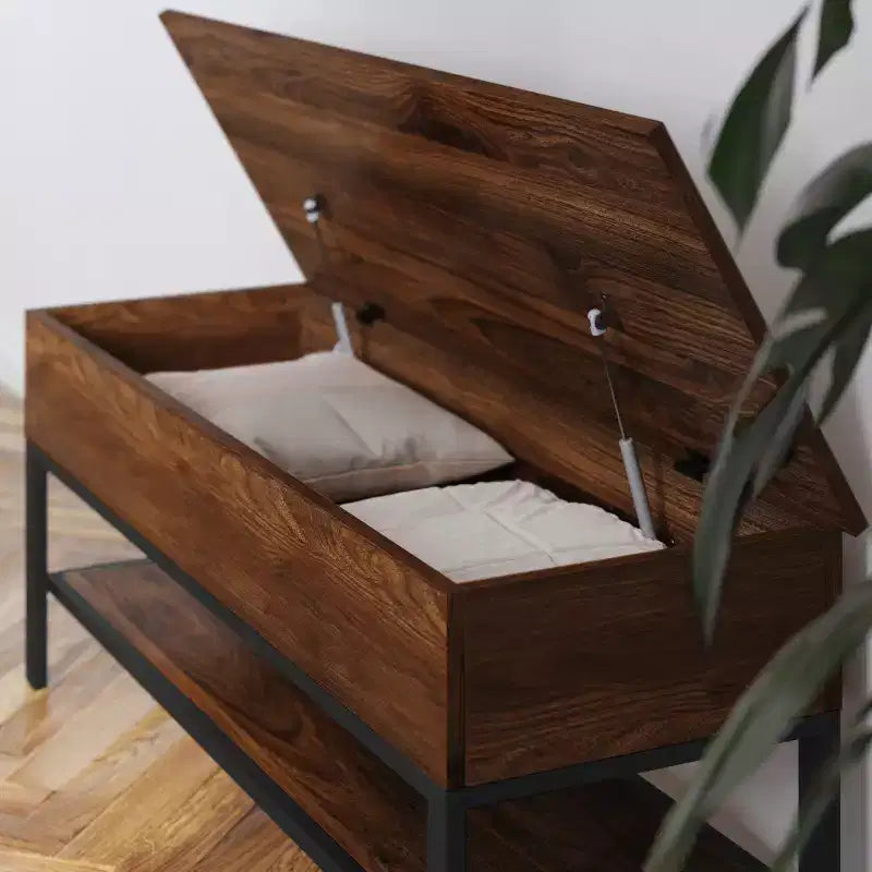 Flash Furniture Wyatt Farmhouse Entryway Storage Bench with Lower Shelf Perfect for Entryway, Mudroom, or Bedroom