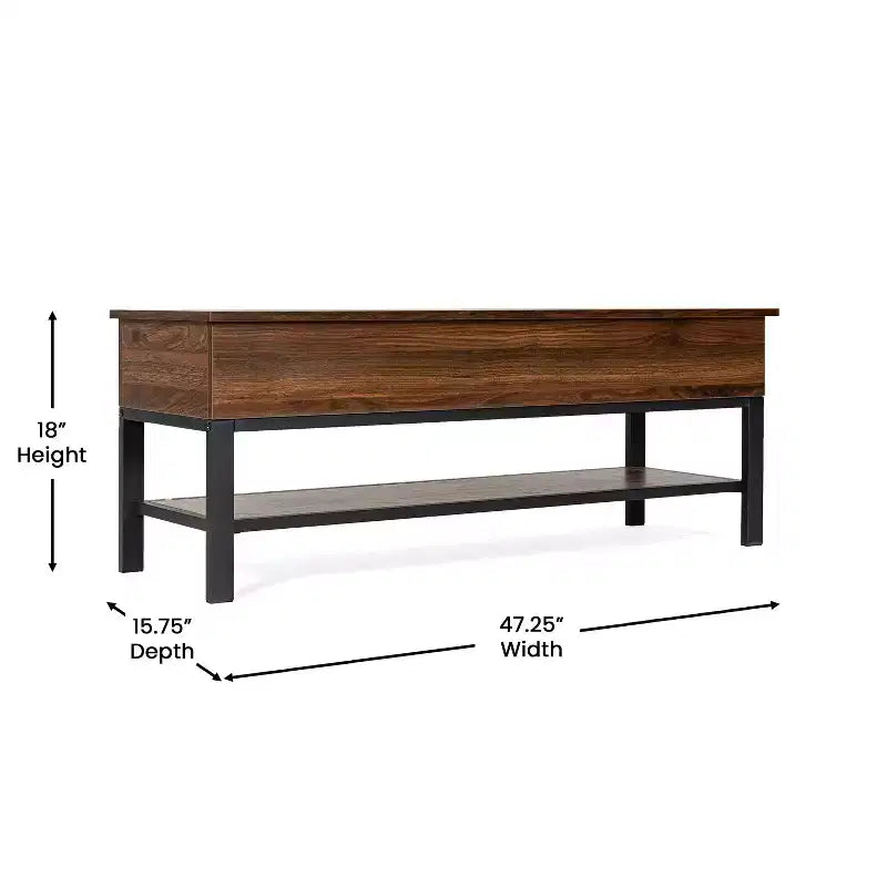Flash Furniture Wyatt Farmhouse Entryway Storage Bench with Lower Shelf Perfect for Entryway, Mudroom, or Bedroom