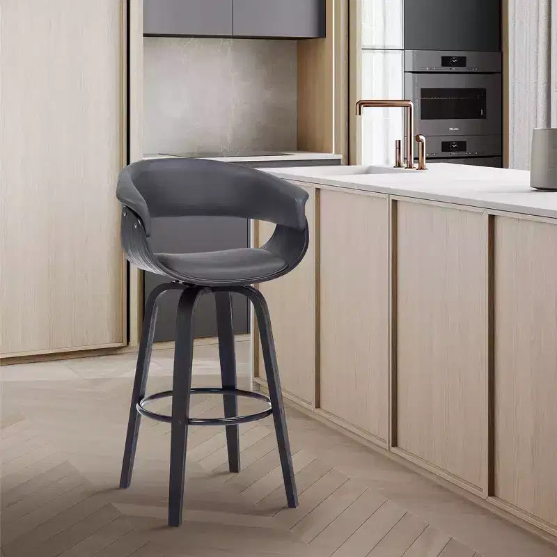 26" Julyssa Swivel Faux Leather Wood Counter Height Barstool - Armen Living