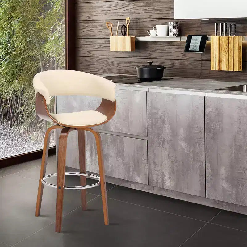 26" Julyssa Swivel Faux Leather Wood Counter Height Barstool - Armen Living