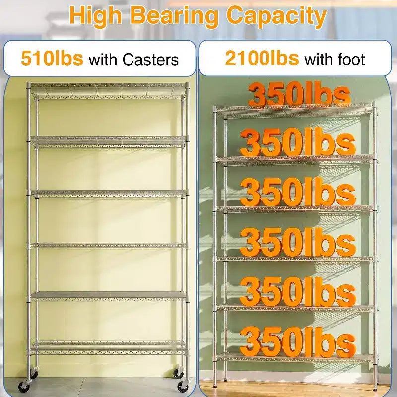 FDW 6 Tier Commercial Wire Shelving Unit Metal Shelf Wire Rack with Wheels