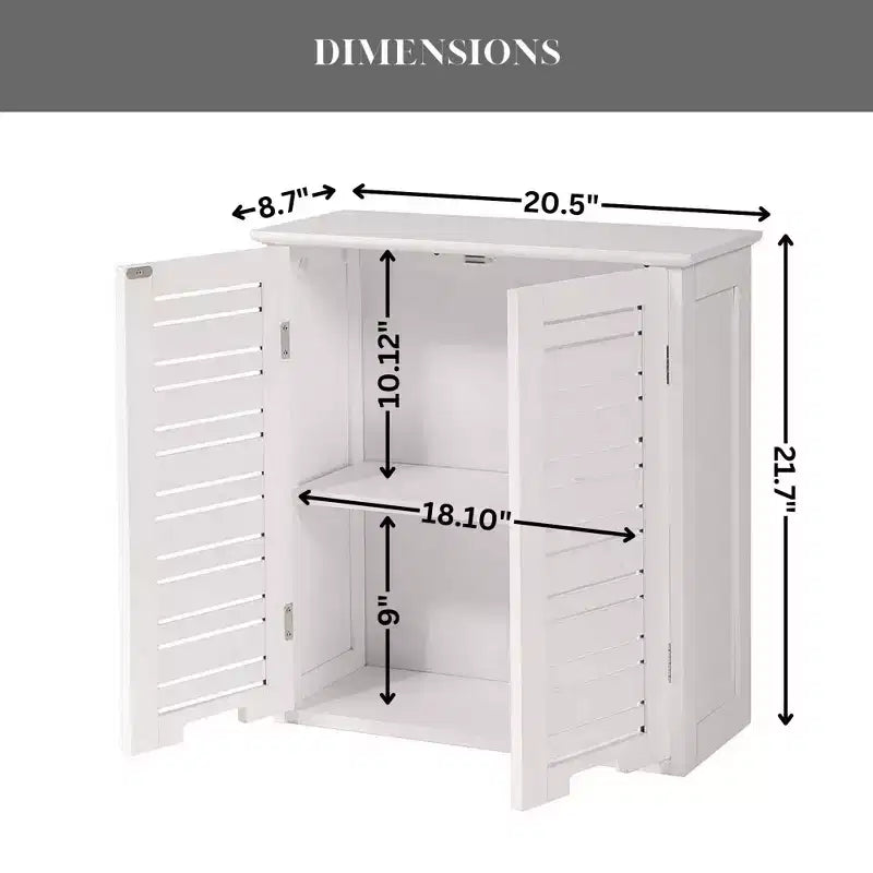 Evideco French Home Goods Wall Mounted Bathroom Medicine Cabinet  Two Louvered Doors  20.5 x 21.7 x 8.7 in  MDF with Sturdy Interior Shelf