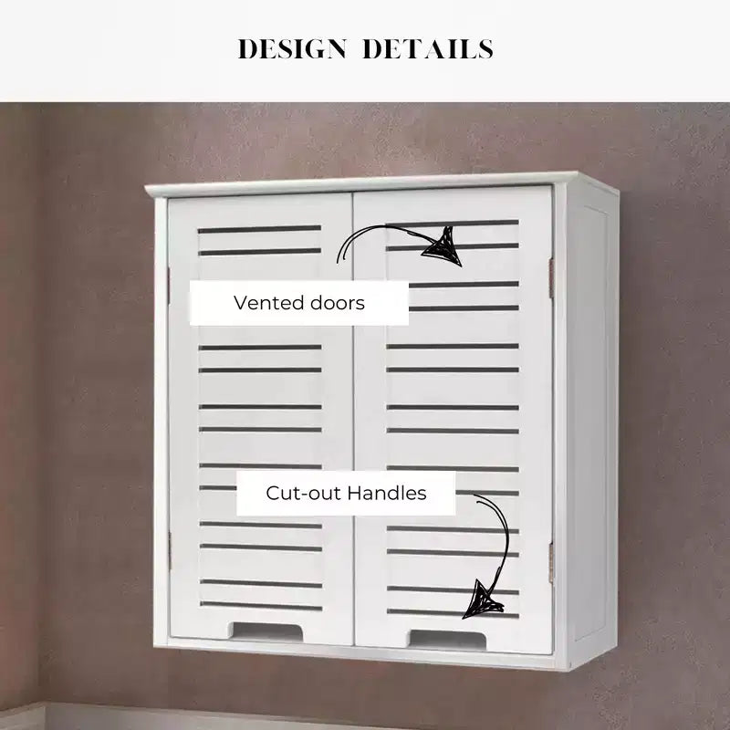 Evideco French Home Goods Wall Mounted Bathroom Medicine Cabinet  Two Louvered Doors  20.5 x 21.7 x 8.7 in  MDF with Sturdy Interior Shelf