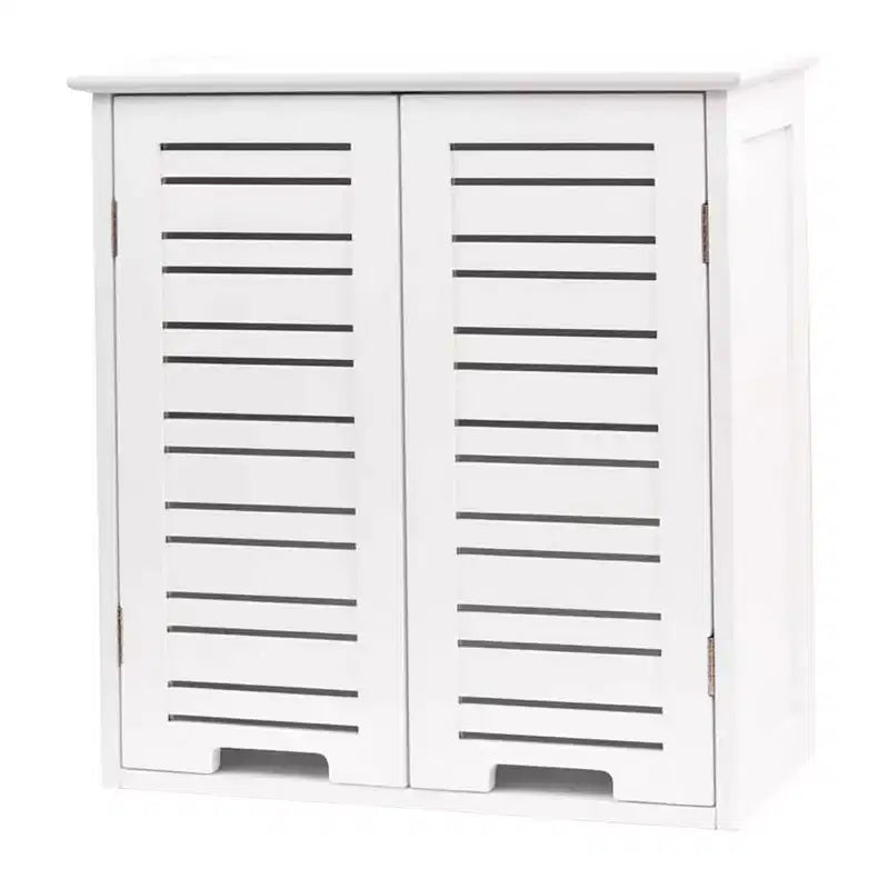 Evideco French Home Goods Wall Mounted Bathroom Medicine Cabinet  Two Louvered Doors  20.5 x 21.7 x 8.7 in  MDF with Sturdy Interior Shelf