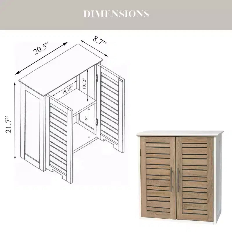 Evideco French Home Goods Wall Mounted Bathroom Medicine Cabinet  Two Louvered Doors  20.5 x 21.7 x 8.7 in  MDF with Sturdy Interior Shelf