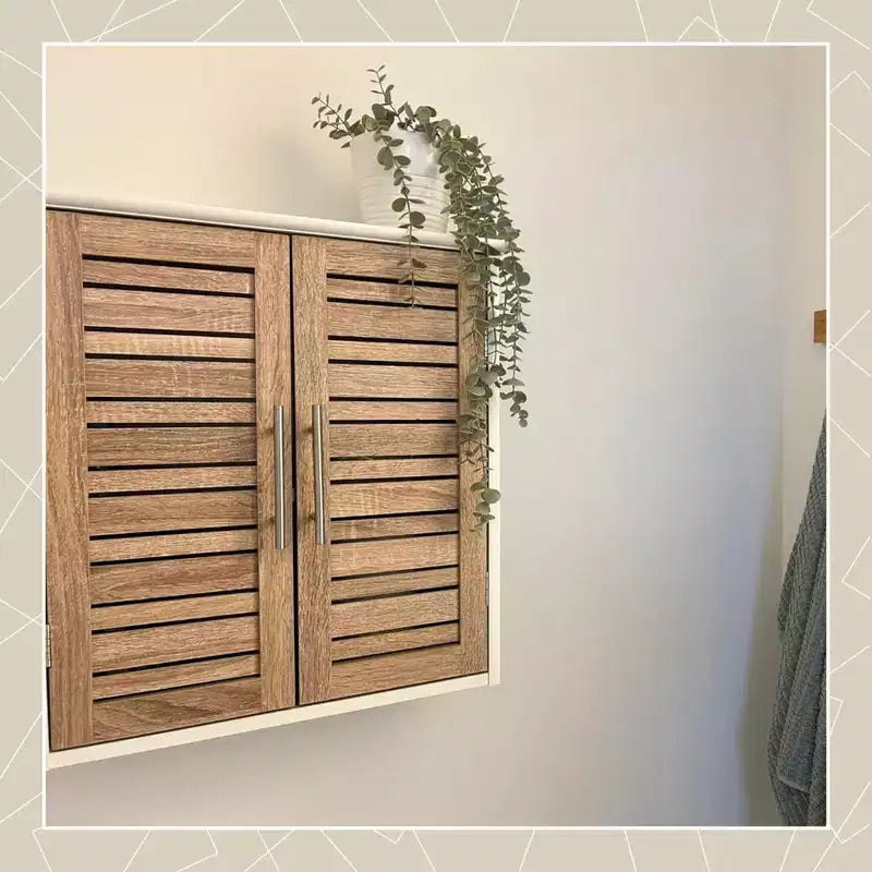 Evideco French Home Goods Wall Mounted Bathroom Medicine Cabinet  Two Louvered Doors  20.5 x 21.7 x 8.7 in  MDF with Sturdy Interior Shelf