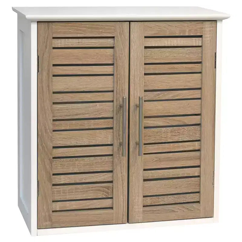 Evideco French Home Goods Wall Mounted Bathroom Medicine Cabinet  Two Louvered Doors  20.5 x 21.7 x 8.7 in  MDF with Sturdy Interior Shelf