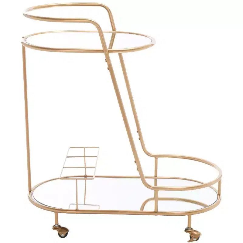 Midas 2 Tier Oval Bar Cart - BCT8008A - Gold/Mirror - Safavieh