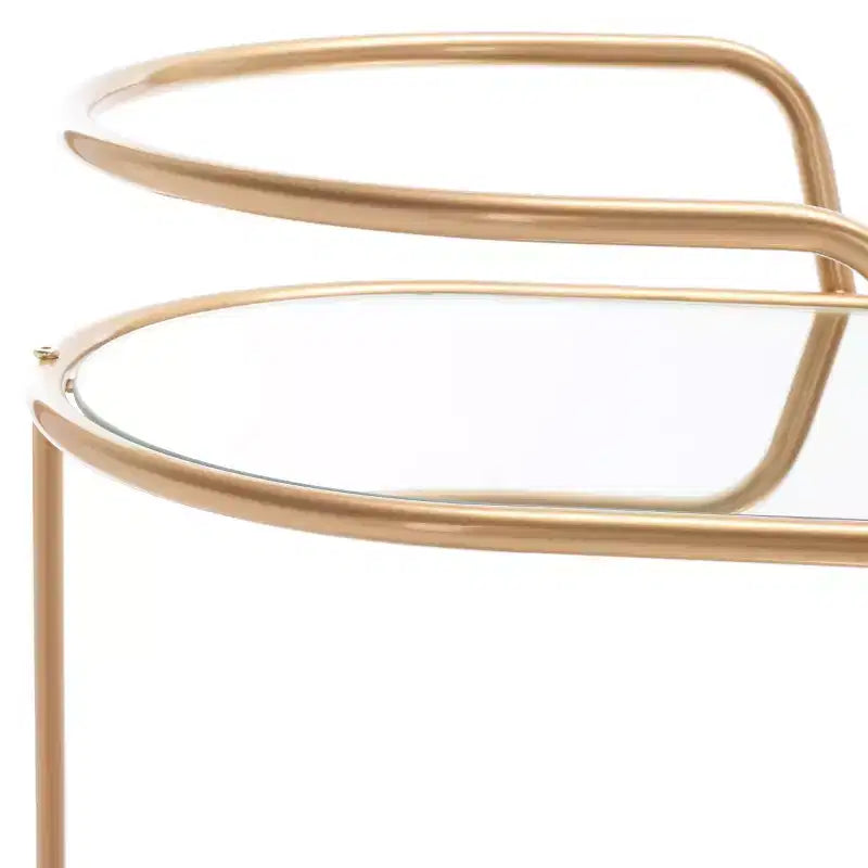 Midas 2 Tier Oval Bar Cart - BCT8008A - Gold/Mirror - Safavieh