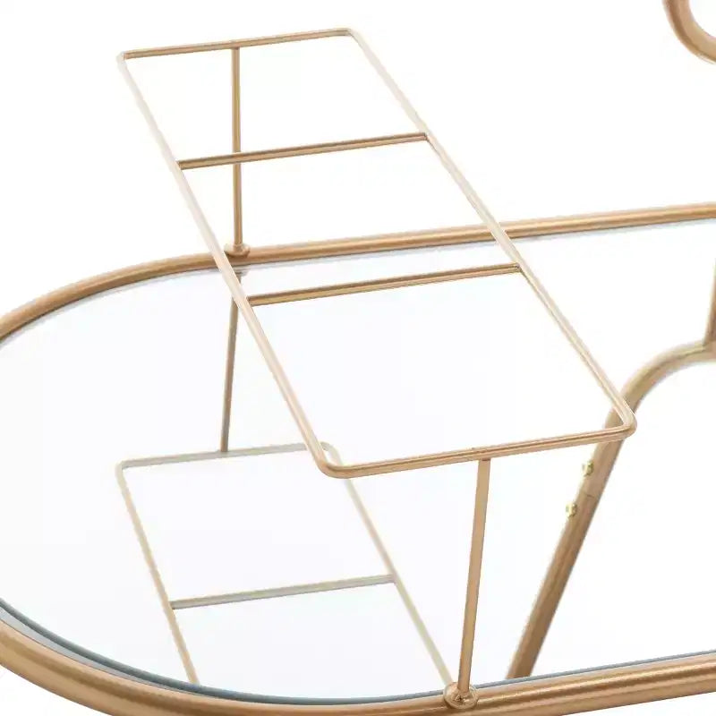 Midas 2 Tier Oval Bar Cart - BCT8008A - Gold/Mirror - Safavieh