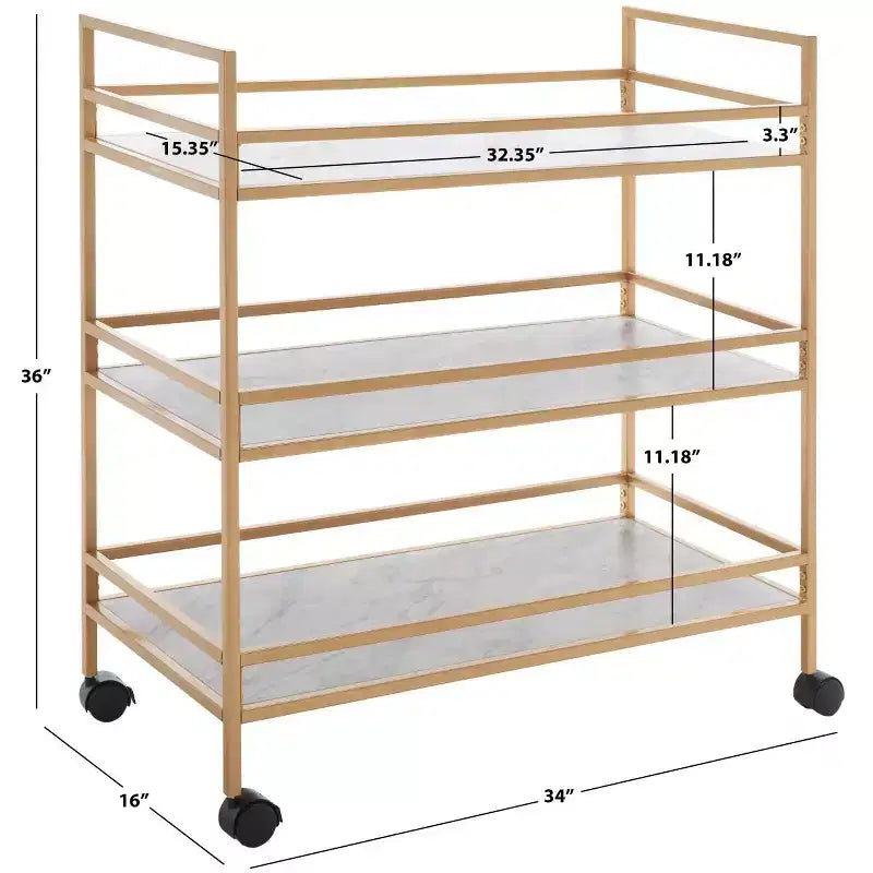Idria 3 Tier Bar Cart - BCT8010 - Safavieh