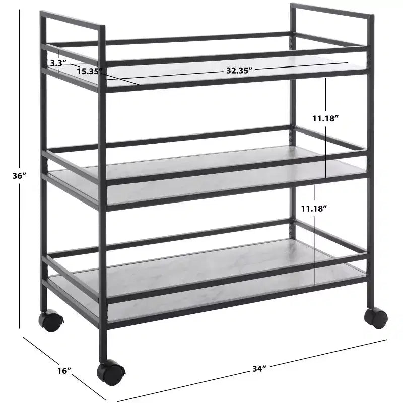 Idria 3 Tier Bar Cart - BCT8010 - Safavieh