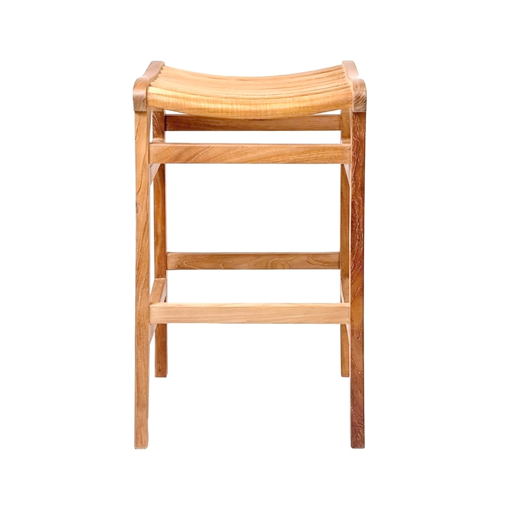 Aurelien Backless Teak Outdoor Bar Stool