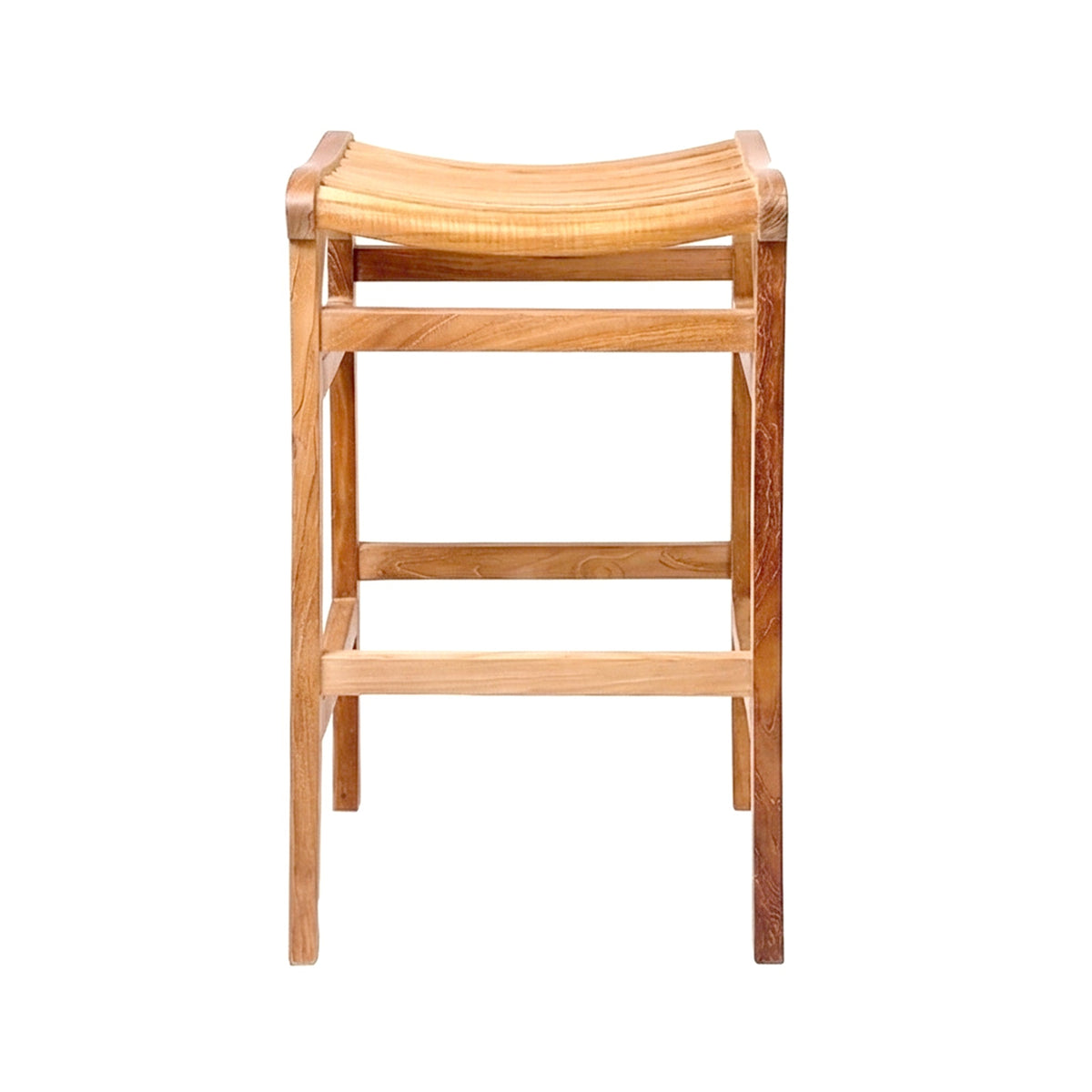 Aurelien Backless Teak Outdoor Bar Stool