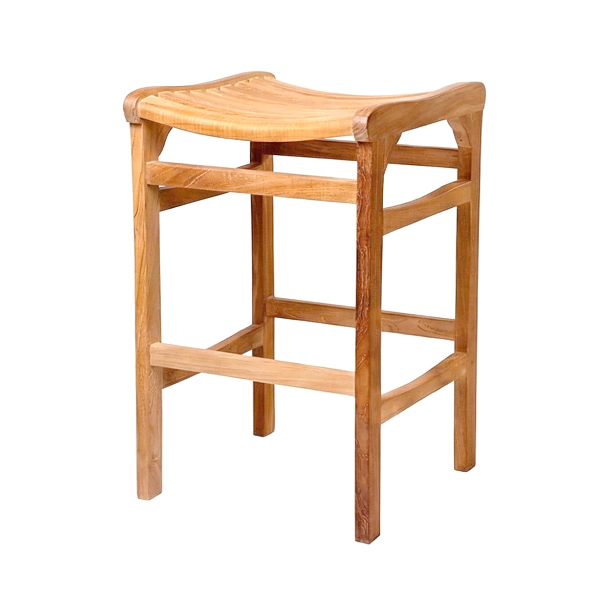 Aurelien Backless Teak Outdoor Bar Stool