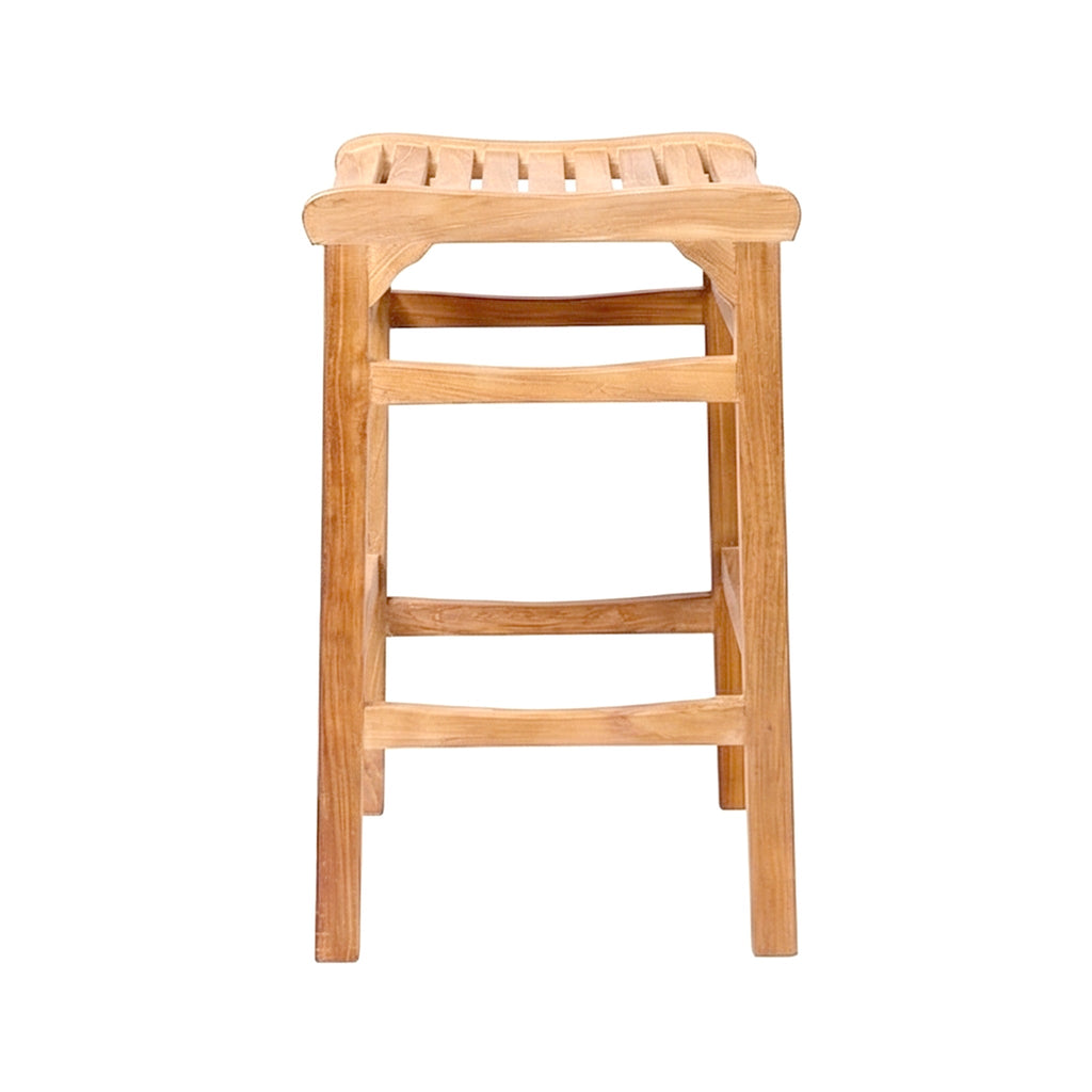 Aurelien Backless Teak Outdoor Bar Stool