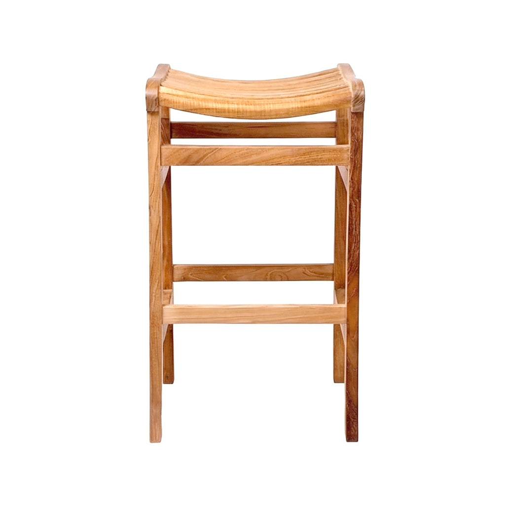 Aurelien Backless Teak Outdoor Bar Stool